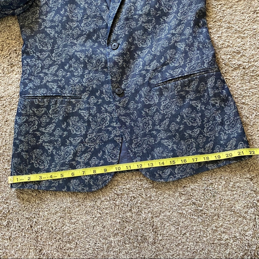 Tallia Blue Textured Paisley Cotton Blazer - Lined - Picture 12 of 14